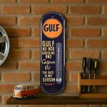Gulf Vintage Thermometer Metal Wall Sign Decor