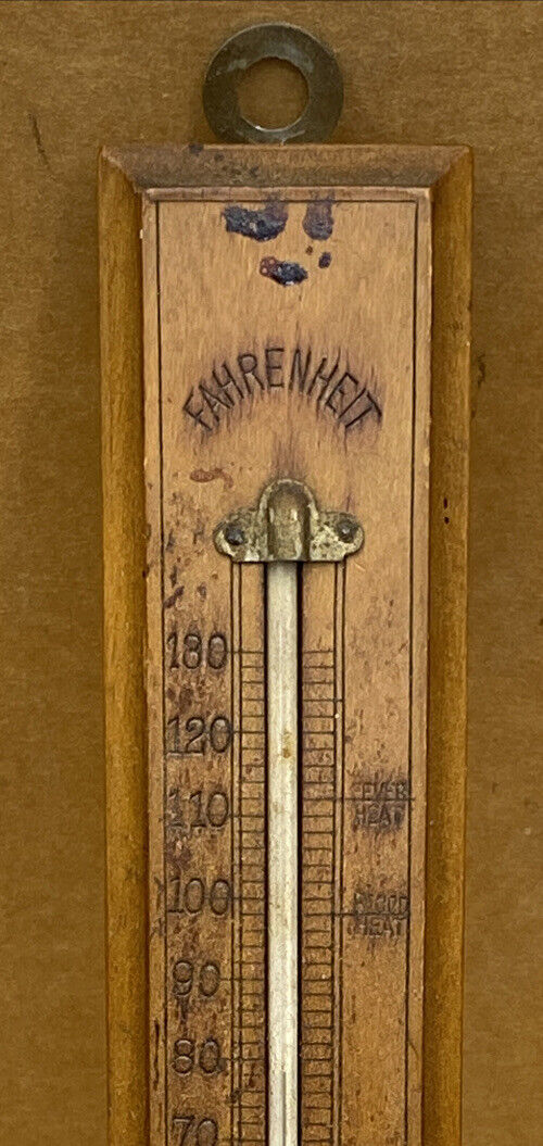 Vintage Fahrenheit Thermometer - Rare 10.5” Wooden Sign