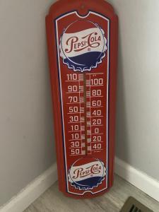 Red Vintage Pepsi Cola Bottle Cap Thermometer