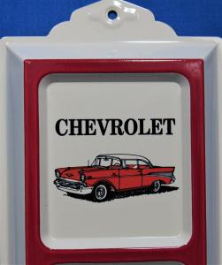 Vintage 57 Chevy Advertising Thermometer with Cream Background