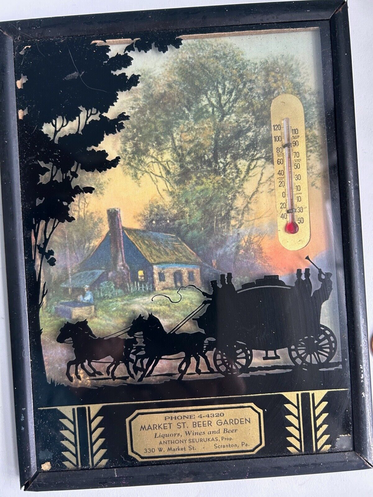 Vintage Scranton PA Market St Beer Garden Advertising Thermometer