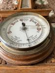 Vintage Oak Case Thermometer and Barometer