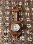 Vintage Oak Case Thermometer and Barometer