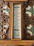 Vintage Oak Case Thermometer and Barometer