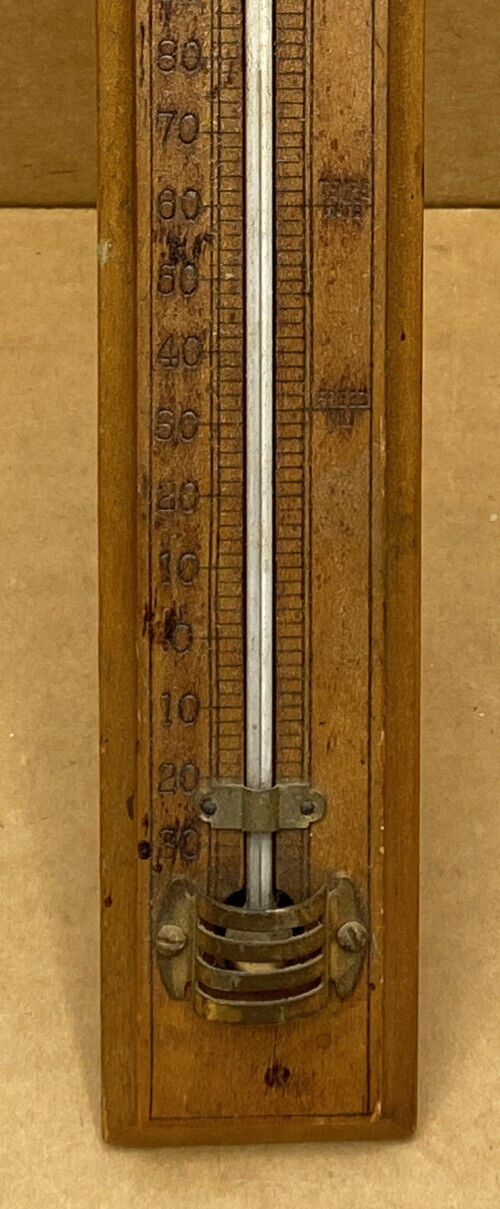Vintage Fahrenheit Thermometer - Rare 10.5” Wooden Sign