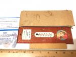 Vintage Metal Wall Thermometer with Advertising Design
