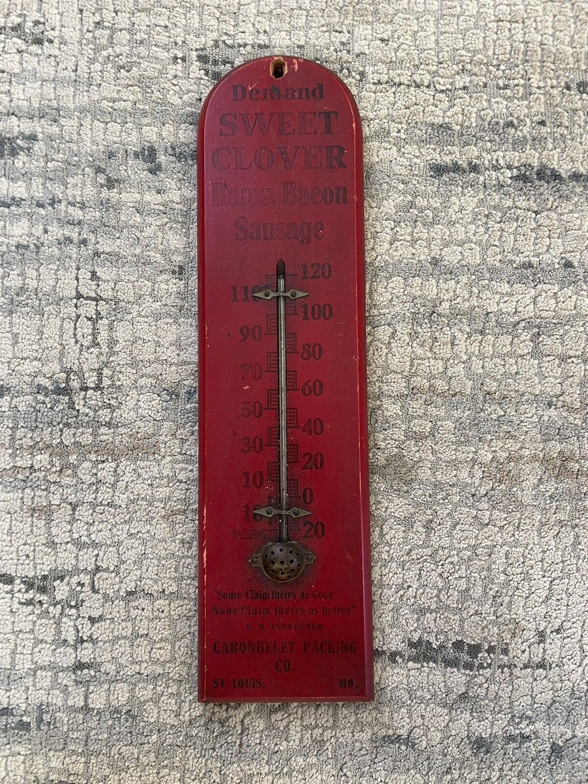 Vintage SWEET CLOVER Wood Advertising Thermometer St. Louis