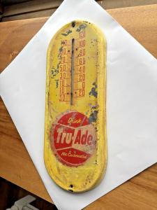 Tru Ade Vintage Soda Pop Metal Thermometer Sign