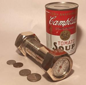 Vintage Nut & Bolt Chrome Desk Thermometer