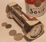 Vintage Nut & Bolt Chrome Desk Thermometer