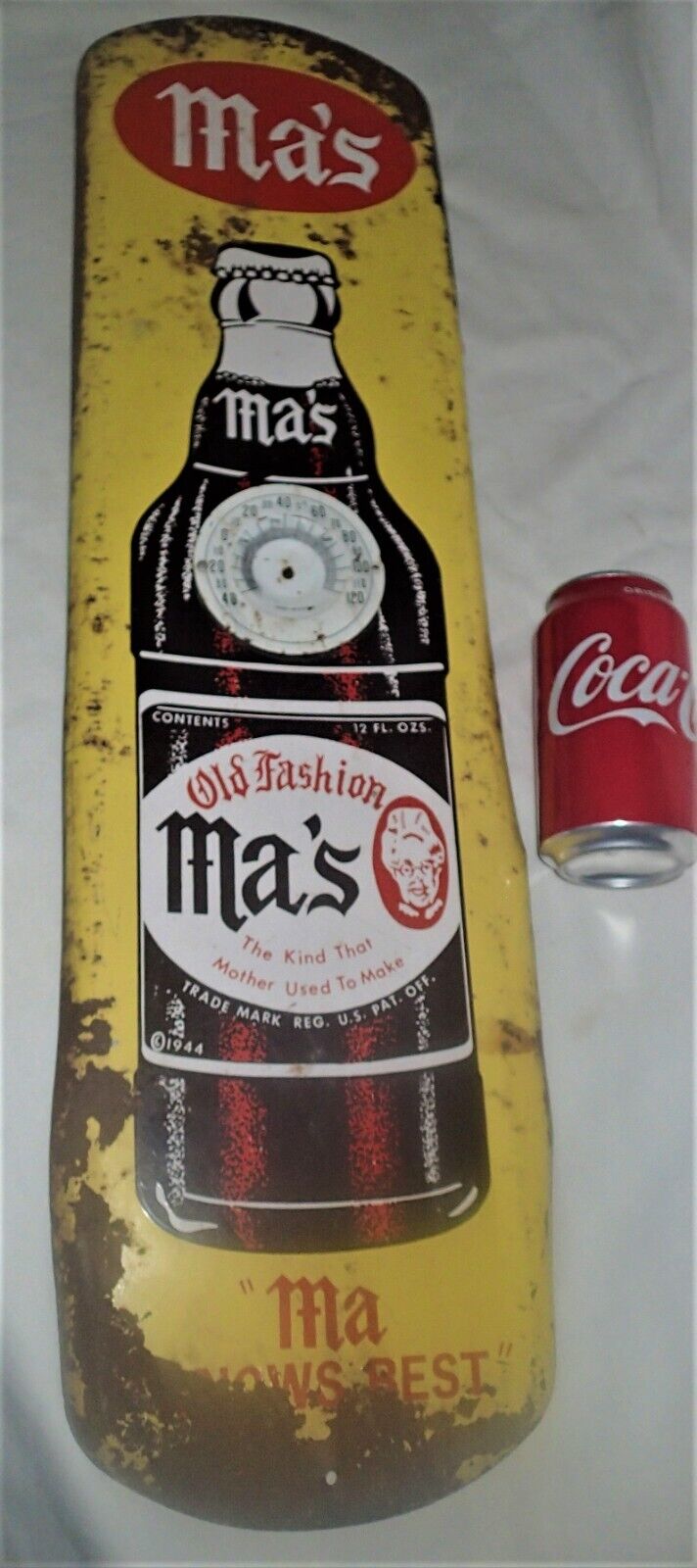 MA'S ROOT BEER SODA Advertising Thermometer - Antique