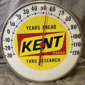 70s Kent Feeds Vintage Iowa Metal Thermometer