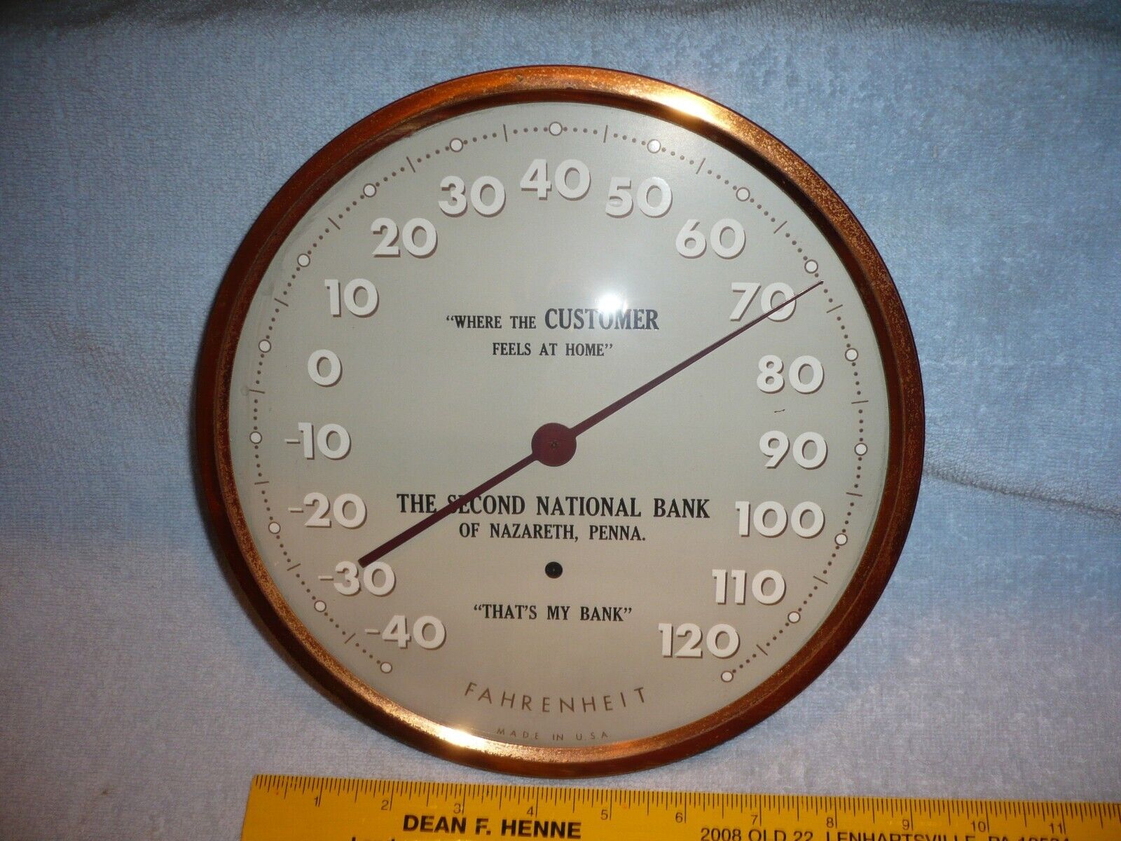 Second National Bank Thermometer - Nazareth, PA