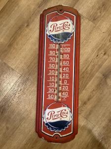 Pepsi Cola Vintage Thermometer Metal Sign 27x8.25”