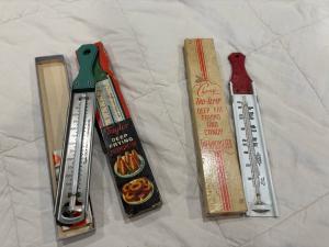 Set of 2 Vintage 1950s Frying and Candy Thermometers