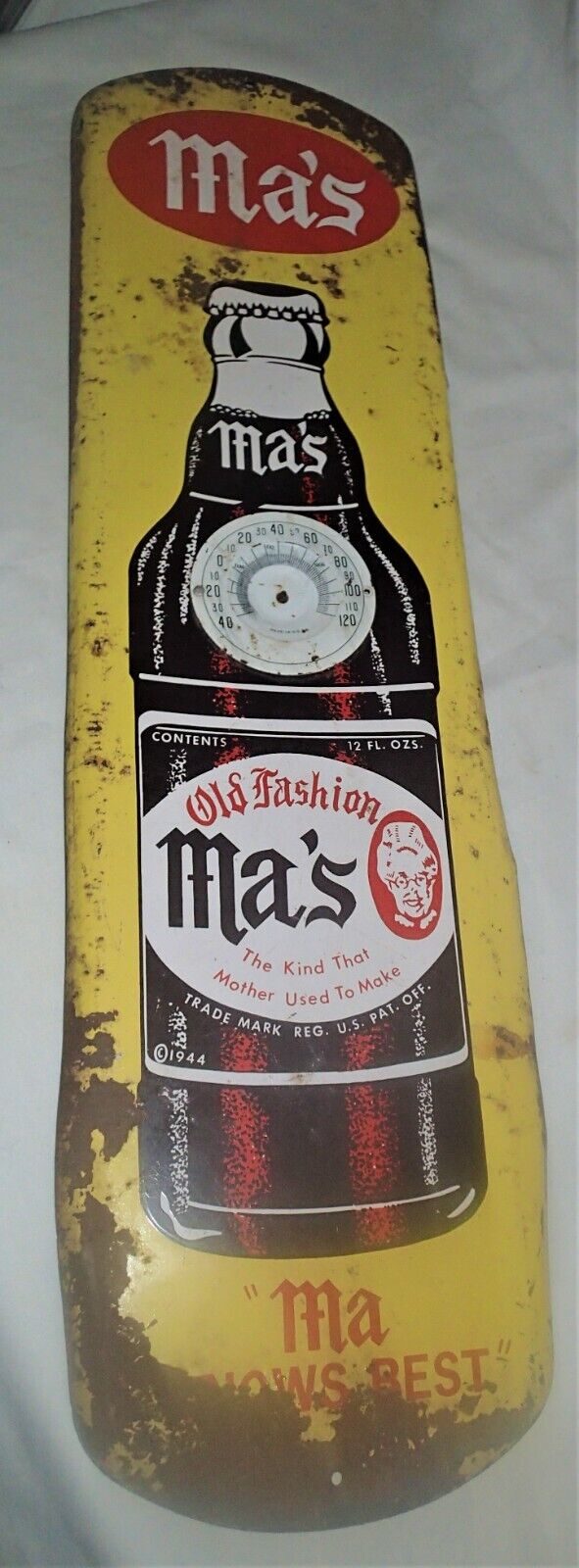 MA'S ROOT BEER SODA Advertising Thermometer - Antique