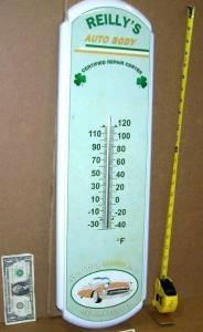 Reilly's Auto Body Shop 1957 Chevy Thermometer Sign