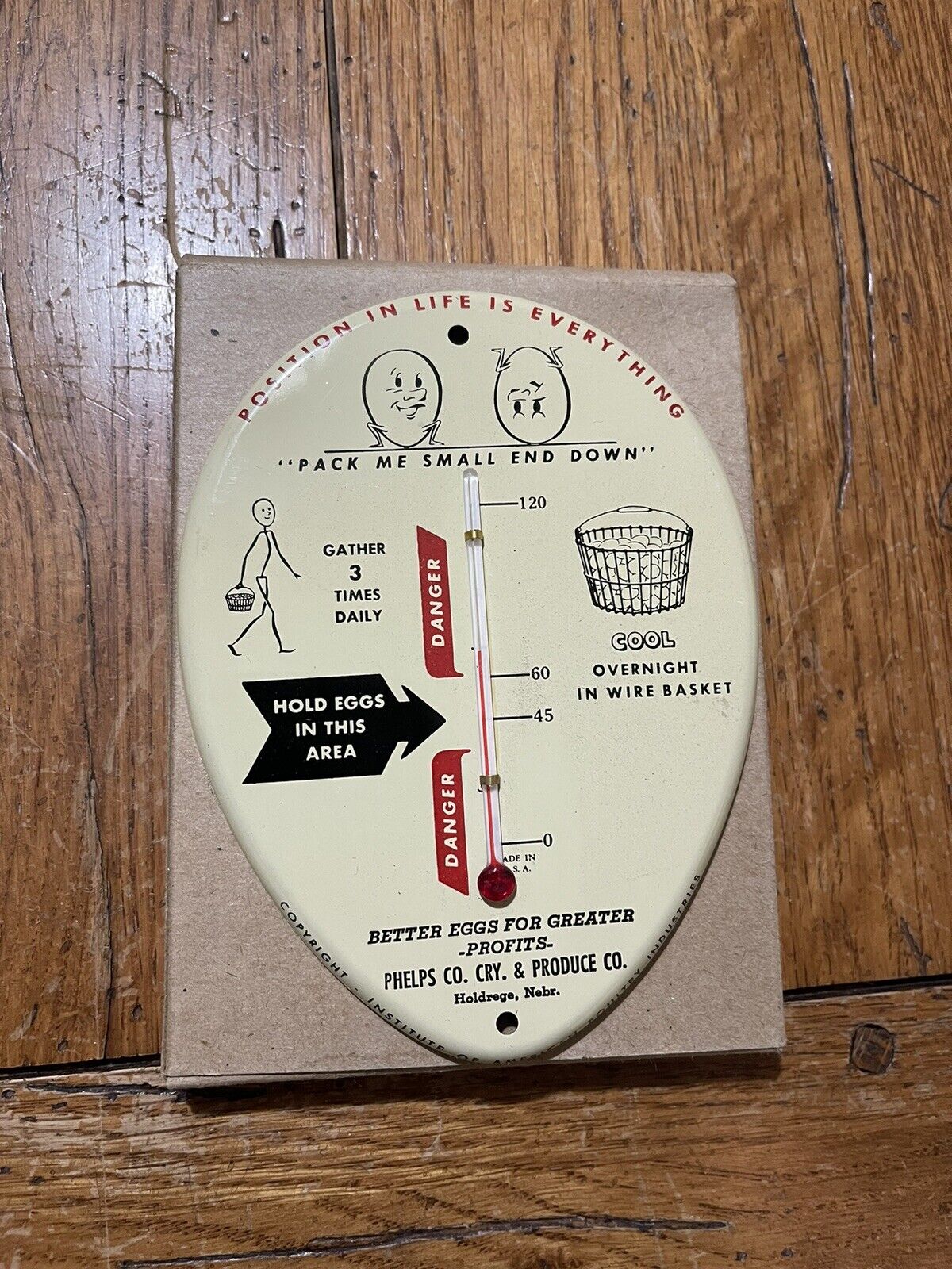 Vintage Chicken Farm Thermometer Nebraska