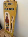 Vintage Dad's Root Beer Metal Thermometer Sign