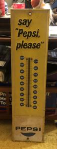 1960s Vintage Pepsi Soda Fountain Tin Thermometer