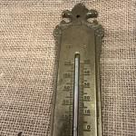 Victorian Art Nouveau Cast Brass Thermometer