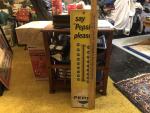 1960s Vintage Pepsi Soda Fountain Tin Thermometer