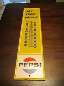 1966 Original Pepsi Soda Advertising Thermometer 28x7