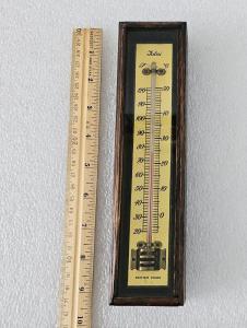 Vintage British Thermometer in Oak Wooden Case