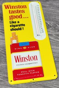 Winston Vintage Tin Sign Thermometer 13 x 6