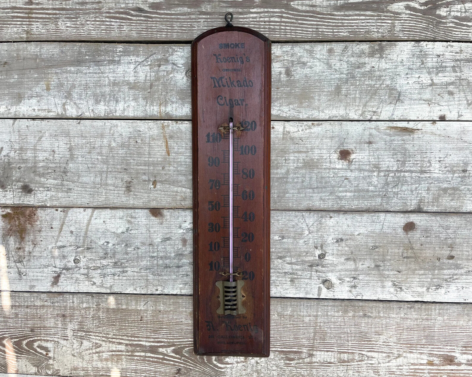 Antique Koenig's Mikado Cigar Thermometer - Philadelphia