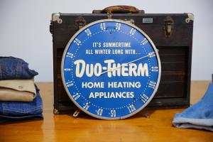 Vintage Duo-Therm Round Thermometer Advertising Sign