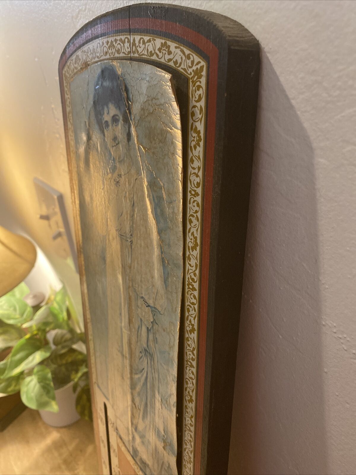 Budweiser Girl Wood Beer Thermometer: Antique Vintage