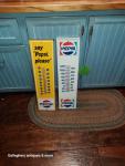 Vintage Pepsi Thermometers - Embossed Cola Sign Pair