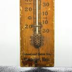 1915 Antique Wood Thermometer - Insurance Company Design