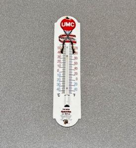 Vintage UMC Remington Gun Porcelain Thermometer Sign