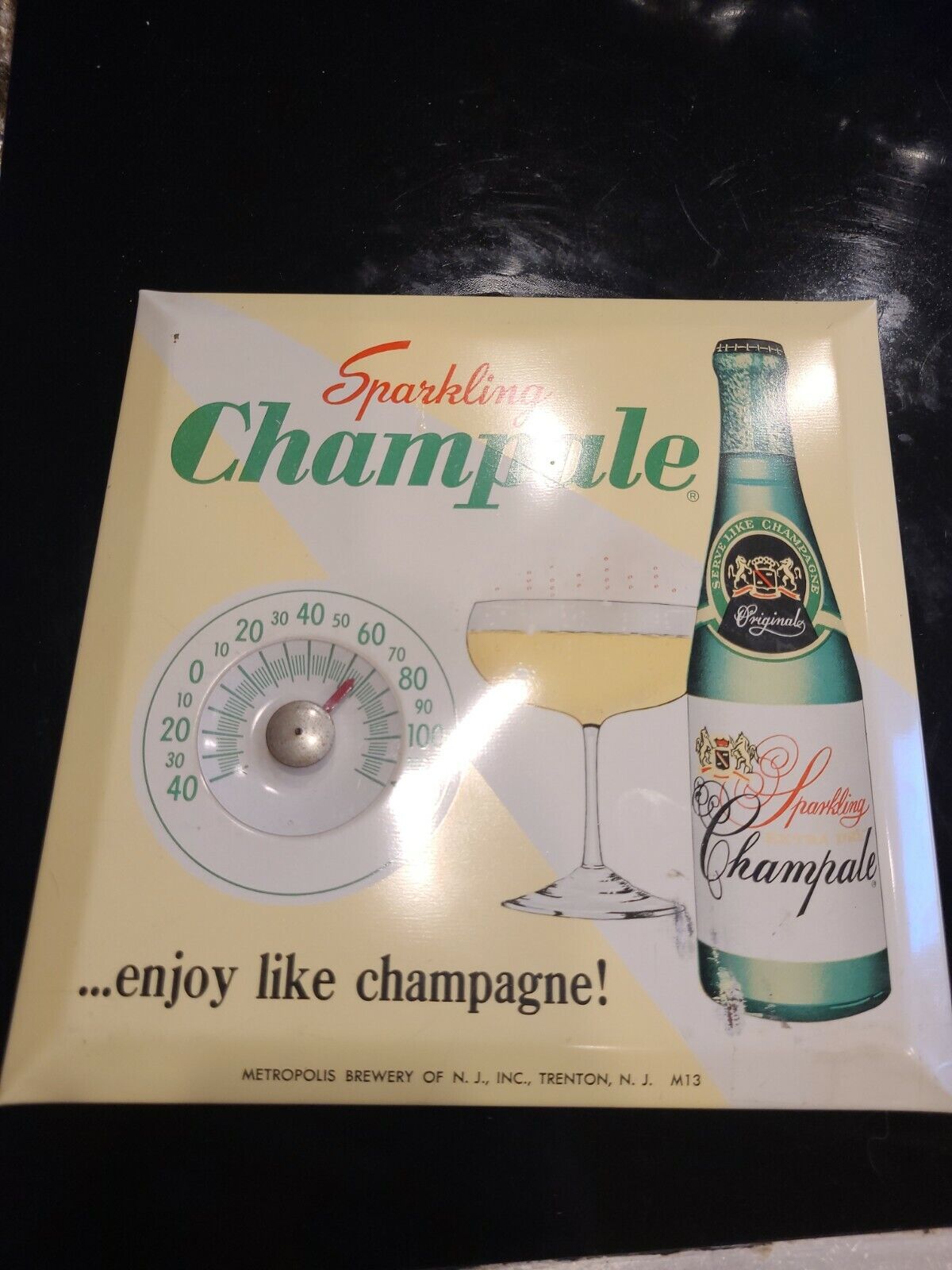 Vintage Chamale Malt Liquor Tin Thermometer - 8x8