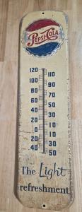 1954 Pepsi-Cola Embossed Vintage Wall Thermometer