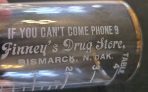 Finney's Drug Store Bismarck Antique Glass Thermometer