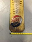 1950s Vintage Pepsi Cola Metal Thermometer Sign
