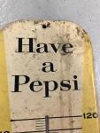 1950s Vintage Pepsi Cola Metal Thermometer Sign