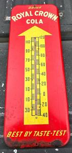 Vintage Royal Crown Cola Enamel Thermometer Sign