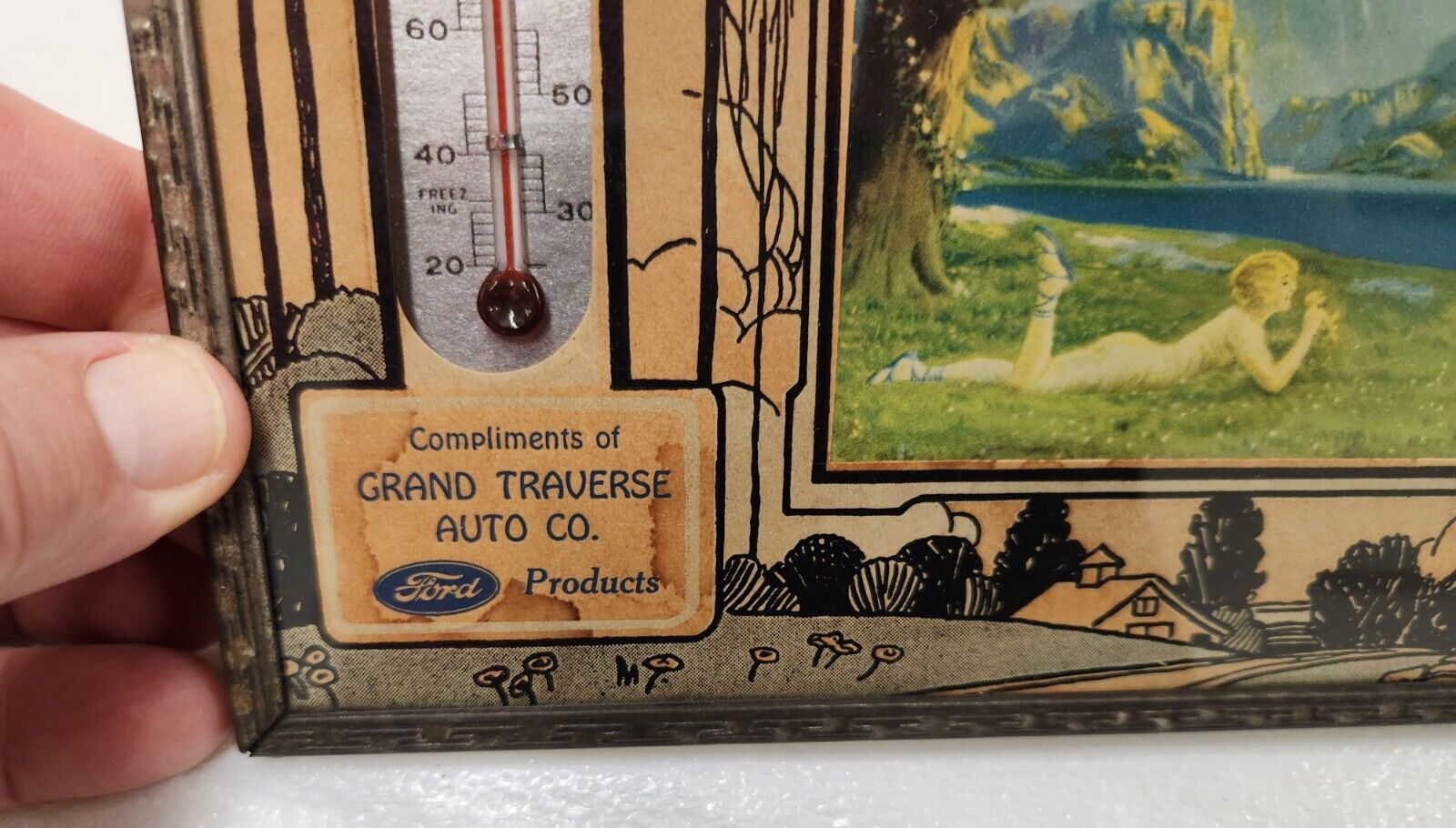 Vintage GT Auto Co. Michigan Ford Advertising Thermometer