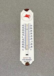 Vintage 12” Mobil Pegasus Thermometer Sign