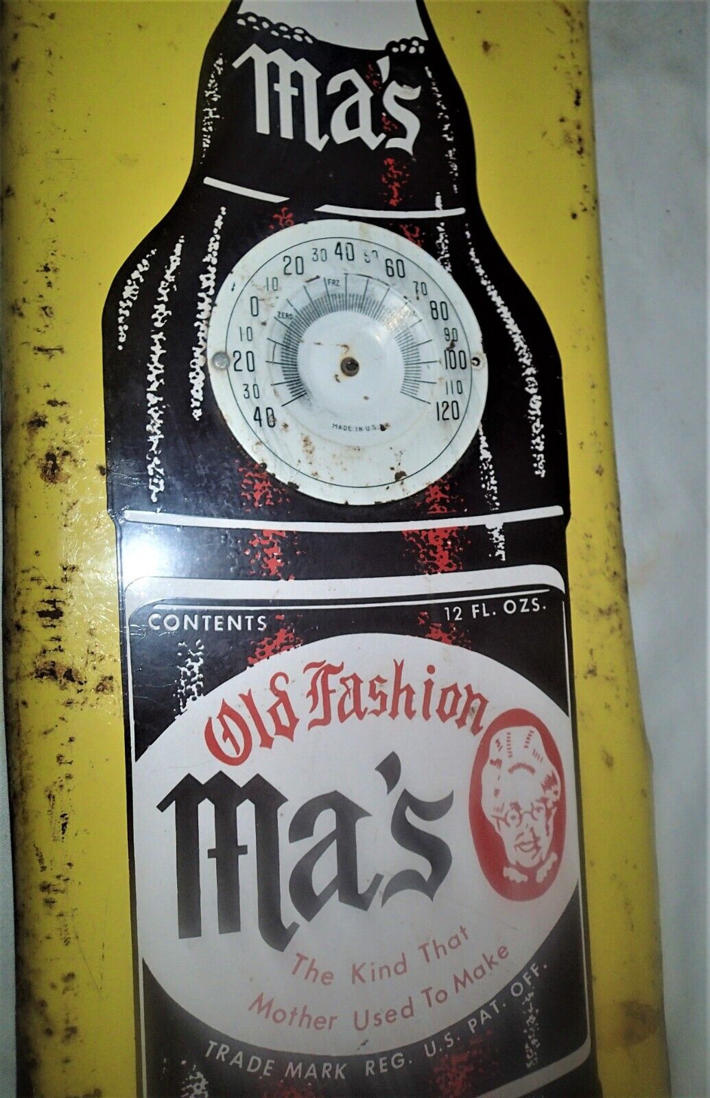 MA'S ROOT BEER SODA Advertising Thermometer - Antique