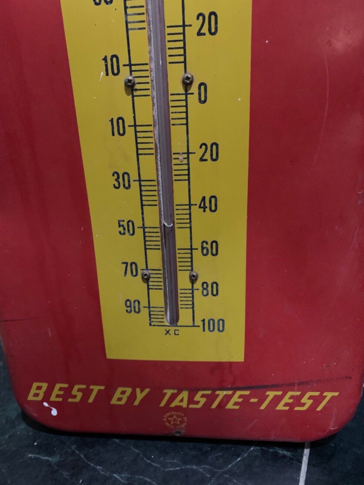 Vintage Royal Crown Cola Enamel Thermometer - Rare