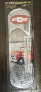Chevrolet Metal Thermometer Bowtie Logo Red Truck Tin Sign