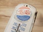 Vintage Pepsi Metal Wall Thermometer Sign - Bottle Cap 27" - “Any Weather Pepsi”