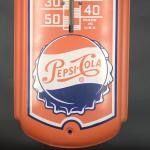Vintage 1950's Pepsi Cola Soda Pop 27" Metal Thermometer Bottle Cap Logo Works