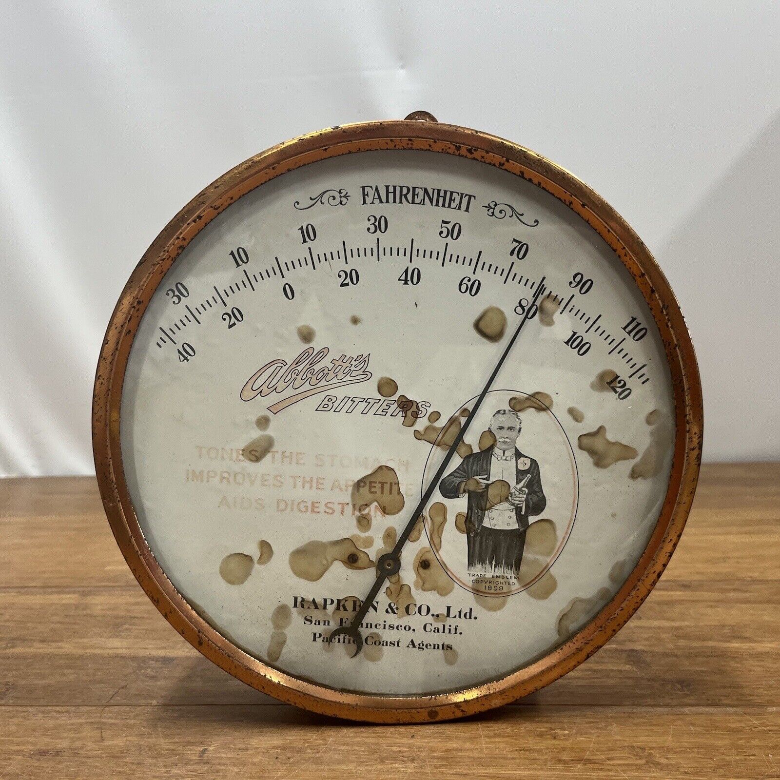 Vintage ABBOTTS BITTERS Thermometer - Brings Digestive Aid