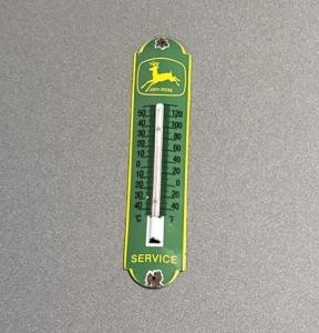 Vintage 12” John Deere Porcelain Thermometer Sign